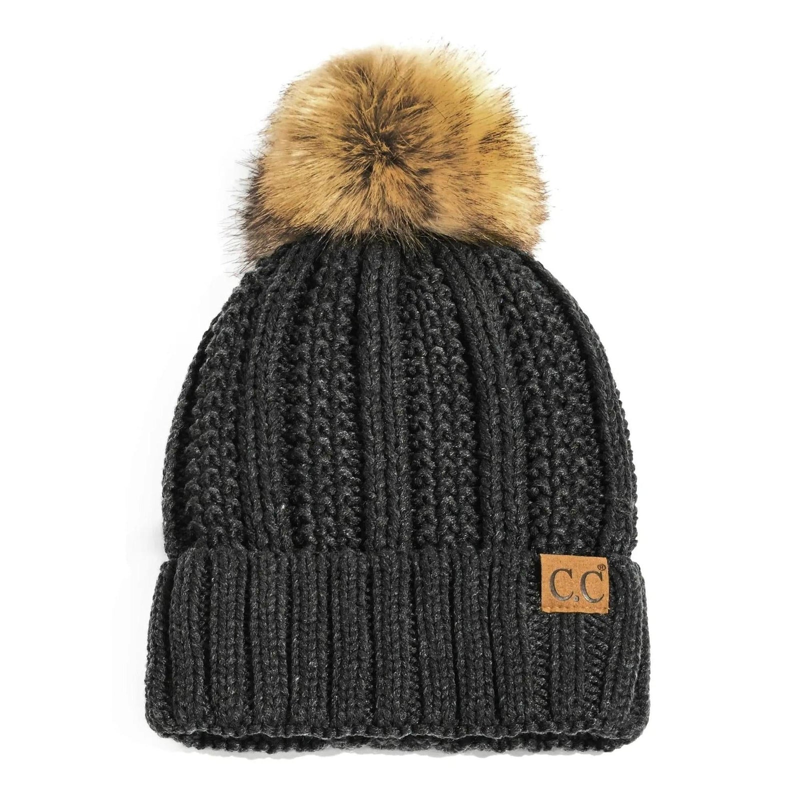 CC Bold Pom Accented Kids Youth to Adult Beanies Hats - Truly Contagious