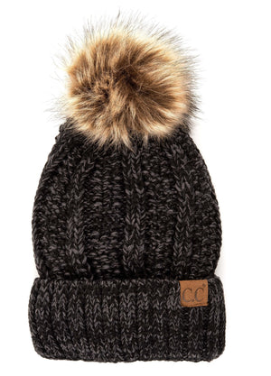 CC Bold Pom Accented Kids Youth to Adult Beanies Hats - Truly Contagious