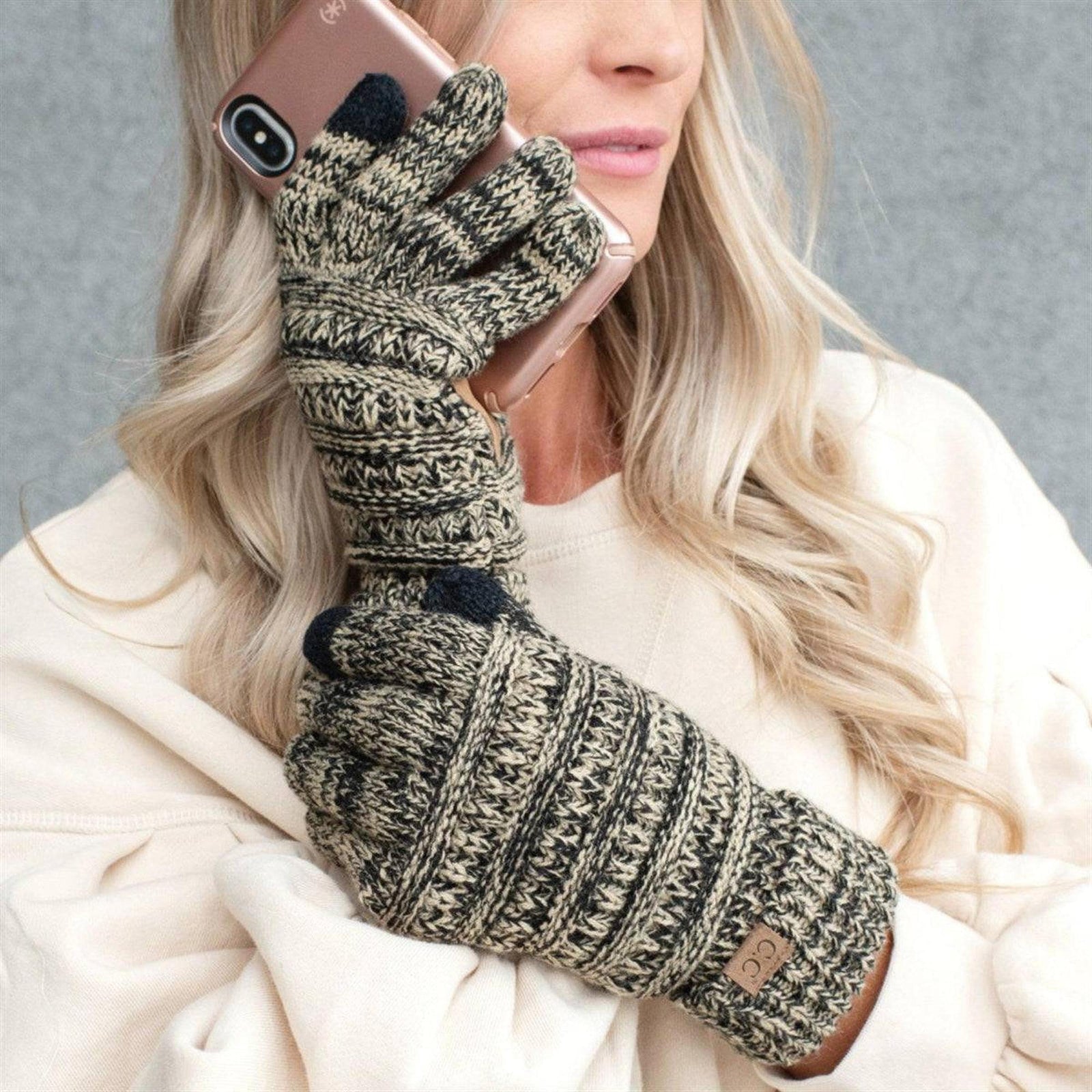 CC Brand Multi - Toned Touchscreen Tech Phone Gloves Winter Accessories - Truly Contagious