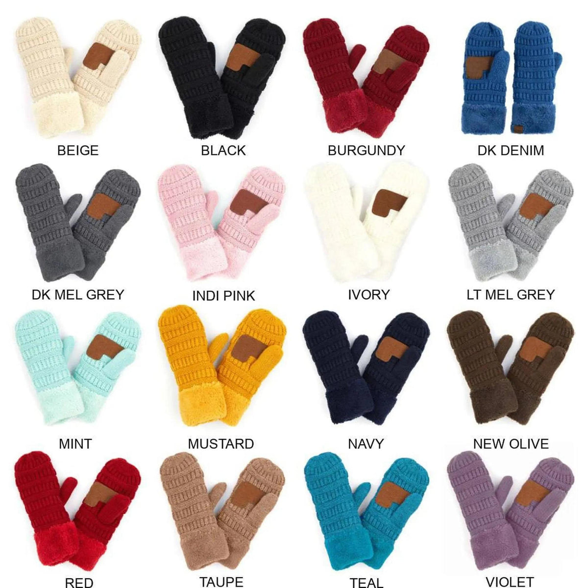 CC Brand Sherpa Lined Mittens Unisex Winter Accessories - Truly Contagious