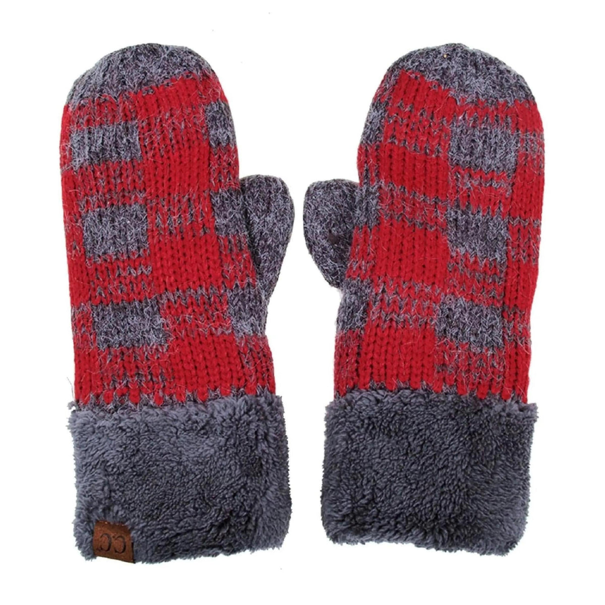 CC Buffalo Plaid Sherpa Lined Winter Fashion Women Mittens - Truly Contagious