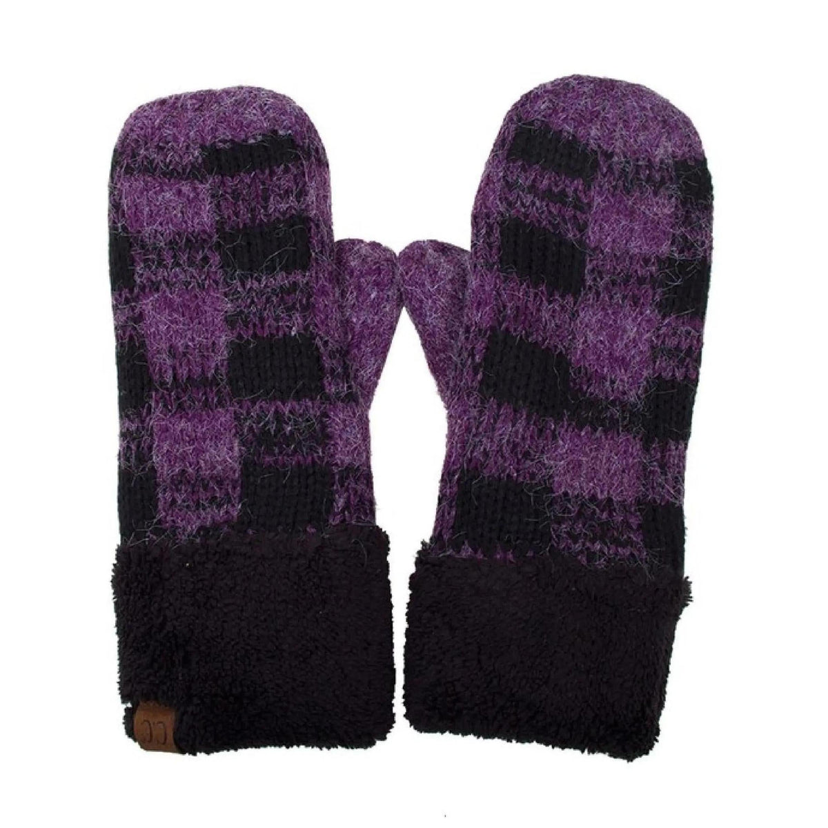 CC Buffalo Plaid Sherpa Lined Winter Fashion Women Mittens - Truly Contagious