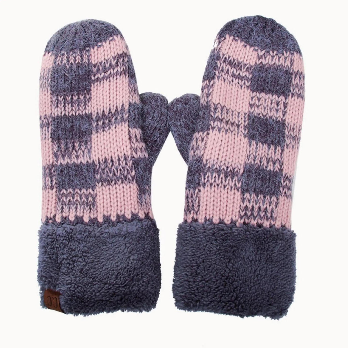 CC Buffalo Plaid Sherpa Lined Winter Fashion Women Mittens - Truly Contagious
