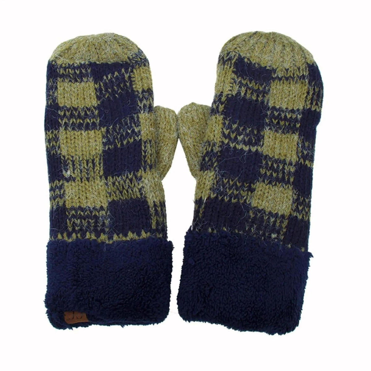 CC Buffalo Plaid Sherpa Lined Winter Fashion Women Mittens - Truly Contagious