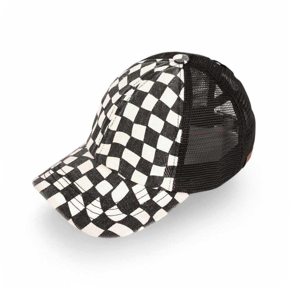 CC Checkered Pattern Pony Hats Criss Cross Style Women Cap for Ponytail - Truly Contagious