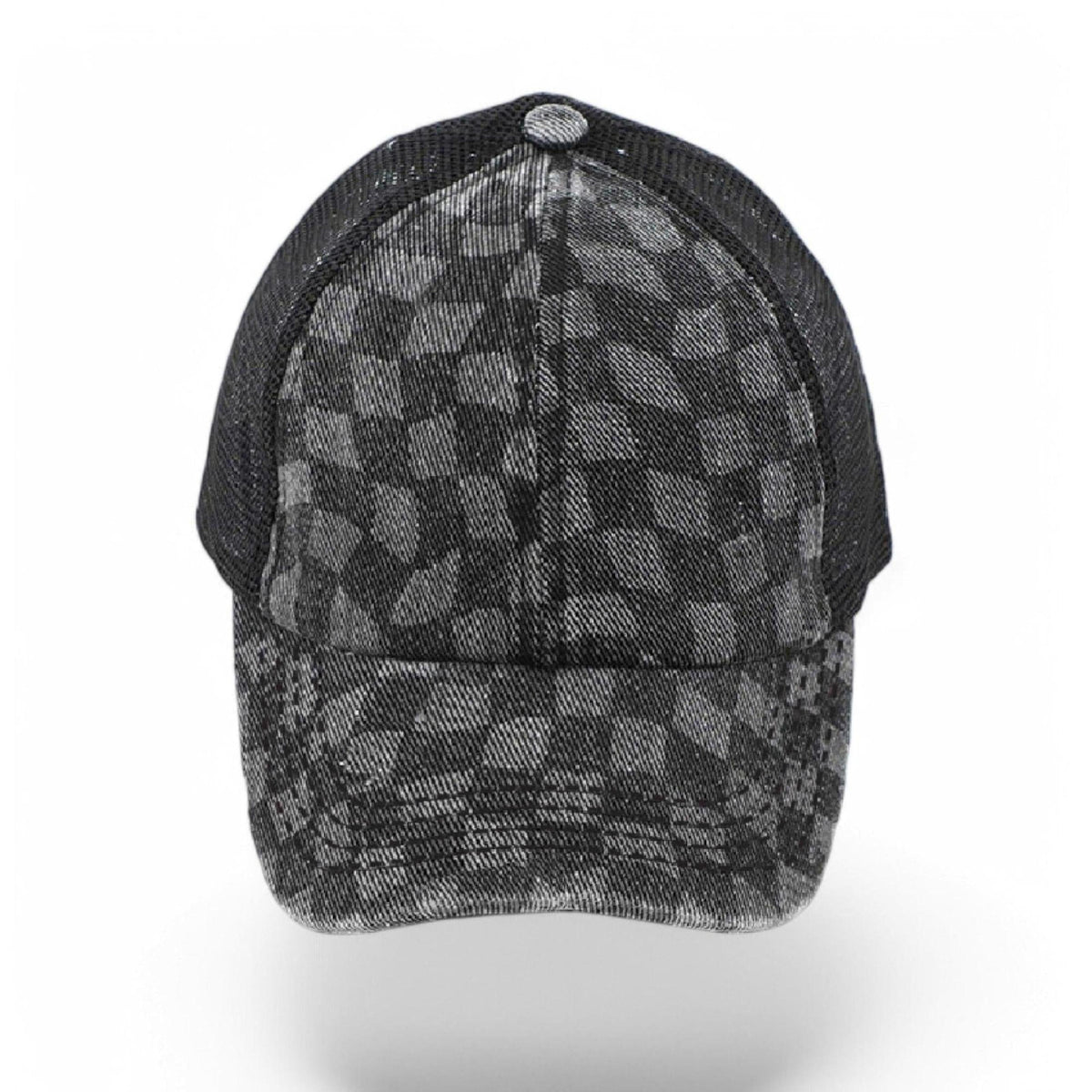CC Checkered Pattern Pony Hats Criss Cross Style Women Cap for Ponytail - Truly Contagious