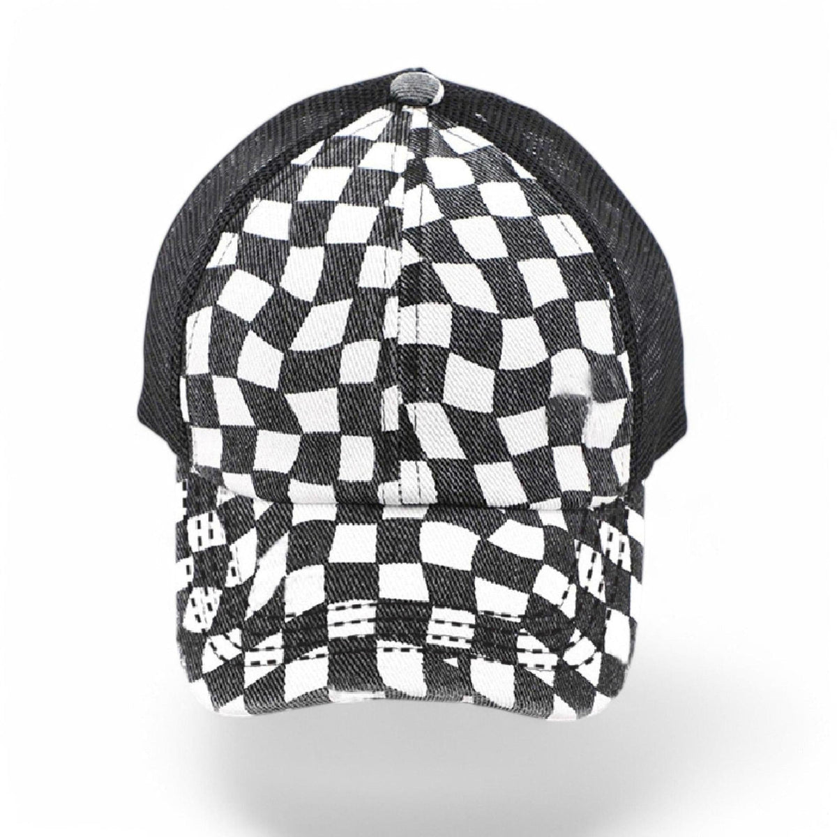 CC Checkered Pattern Pony Hats Criss Cross Style Women Cap for Ponytail - Truly Contagious