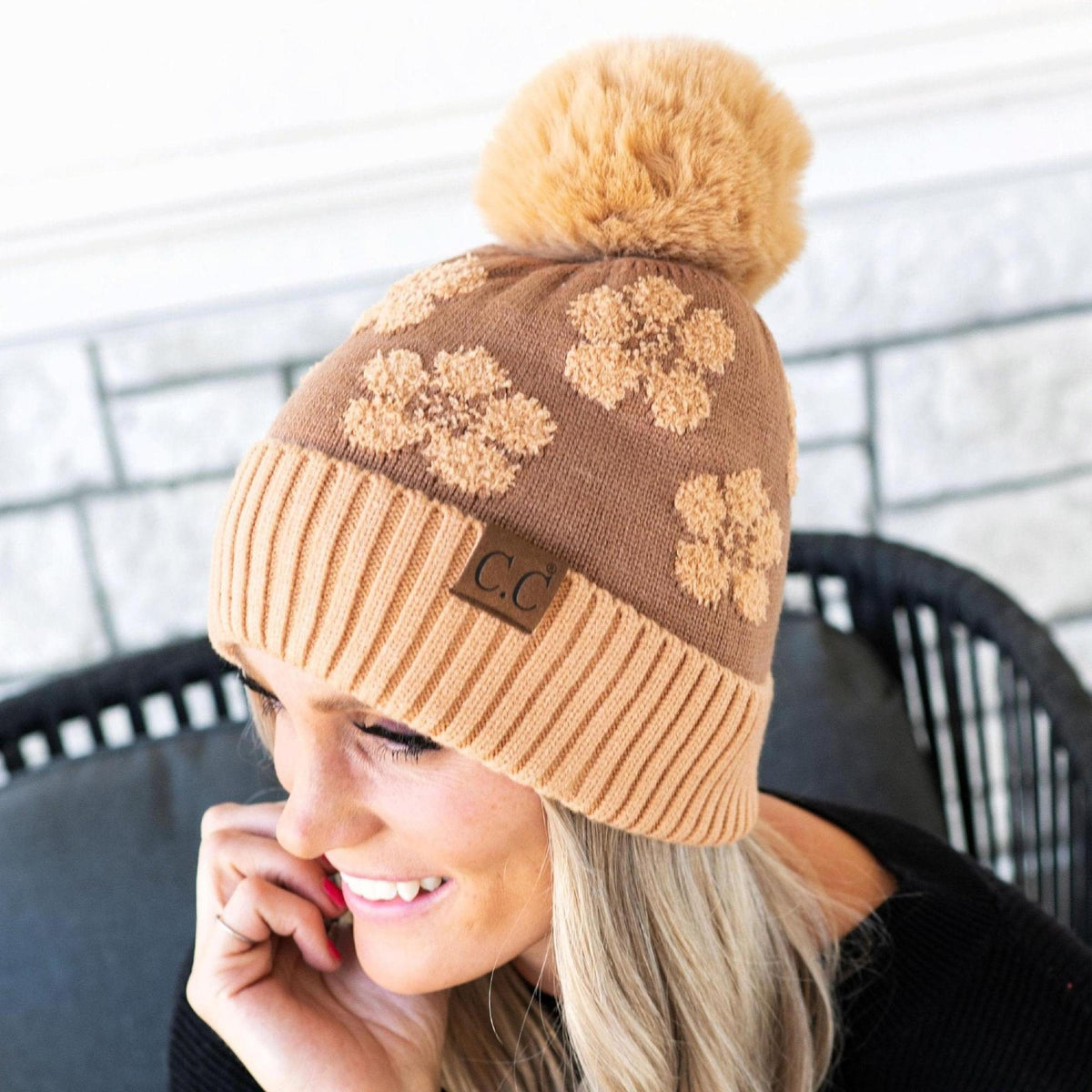 CC Chenille Daisy Pattern Beanie - Truly Contagious