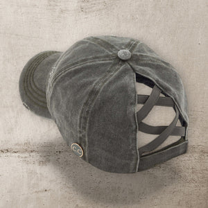 CC Cotton Hats Criss Cross Style Women Cap for Ponytails - Mask Glasses Compatible - Truly Contagious