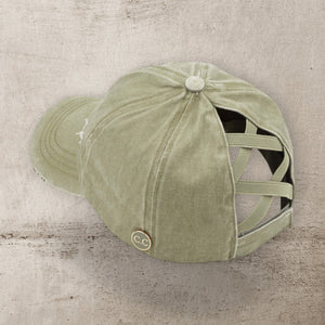 CC Cotton Hats Criss Cross Style Women Cap for Ponytails - Mask Glasses Compatible - Truly Contagious