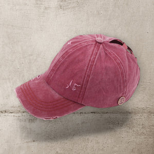 CC Cotton Hats Criss Cross Style Women Cap for Ponytails - Mask Glasses Compatible - Truly Contagious