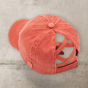 CC Cotton Hats Criss Cross Style Women Cap for Ponytails - Mask Glasses Compatible - Truly Contagious