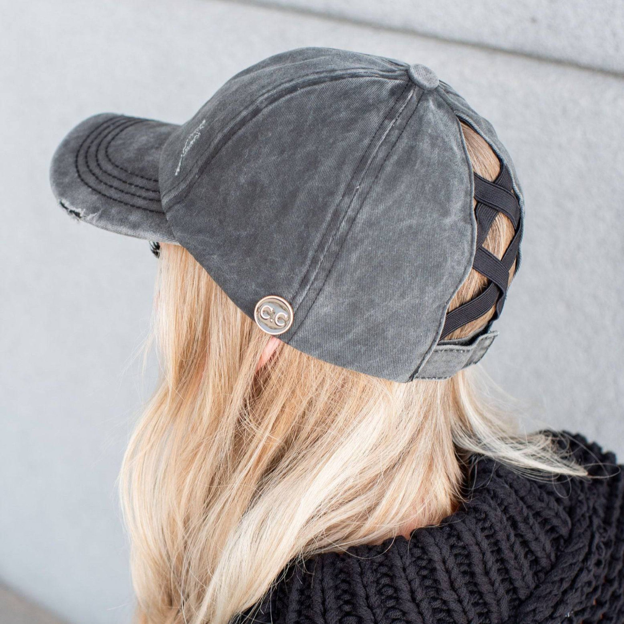 CC Cotton Hats Criss Cross Style Women Cap for Ponytails - Mask Glasses Compatible - Truly Contagious