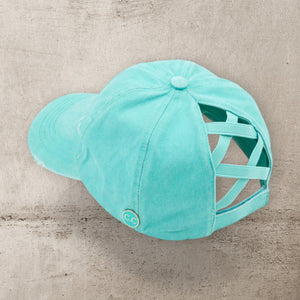 CC Cotton Hats Criss Cross Style Women Cap for Ponytails - Mask Glasses Compatible - Truly Contagious
