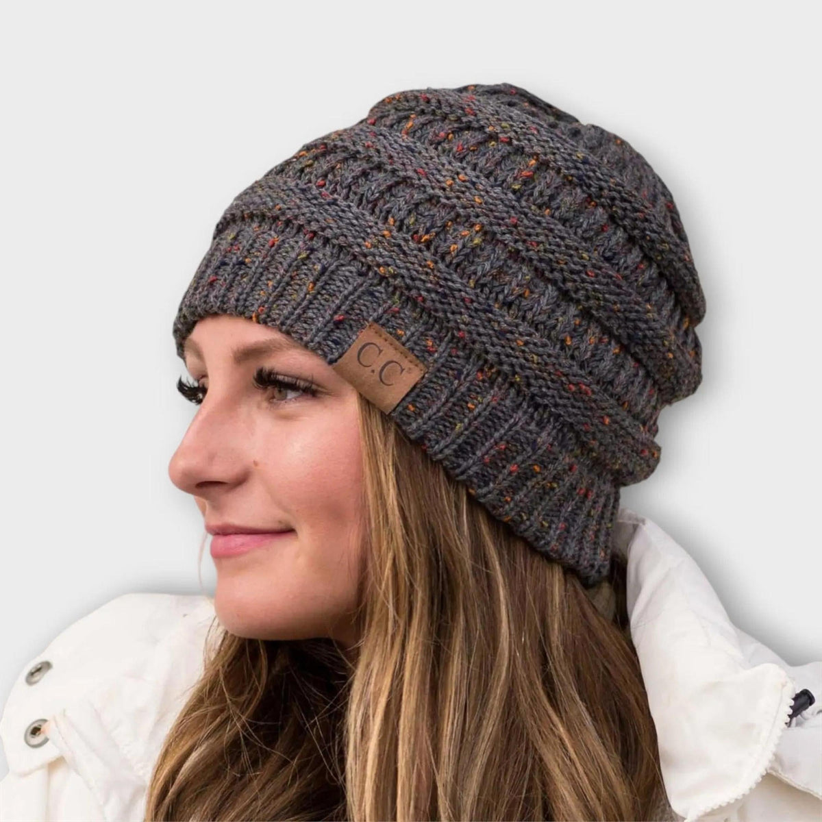 C.C® Cozy Confetti Knit Beanie - Unisex Soft Acrylic Winter Hat (One Size 20"-24") - Truly Contagious