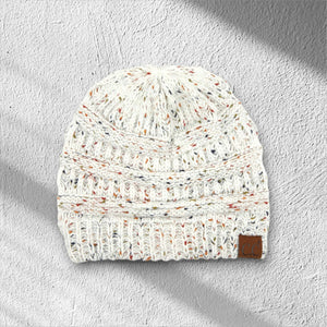 C.C® Cozy Confetti Knit Beanie – Unisex Soft Acrylic Winter Hat (One Size 20"–24") - Truly Contagious