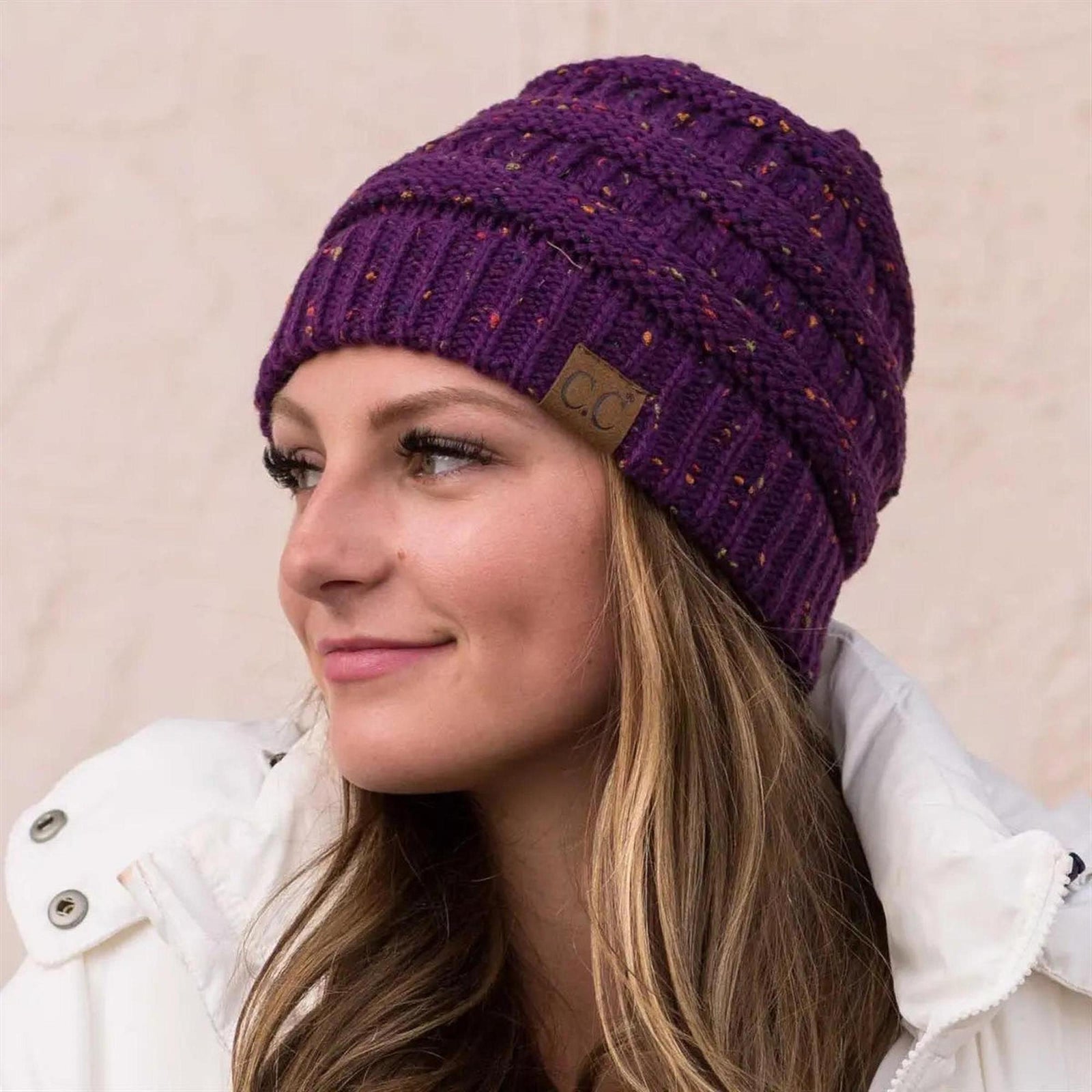 C.C® Cozy Confetti Knit Beanie - Unisex Soft Acrylic Winter Hat (One Size 20"-24") - Truly Contagious