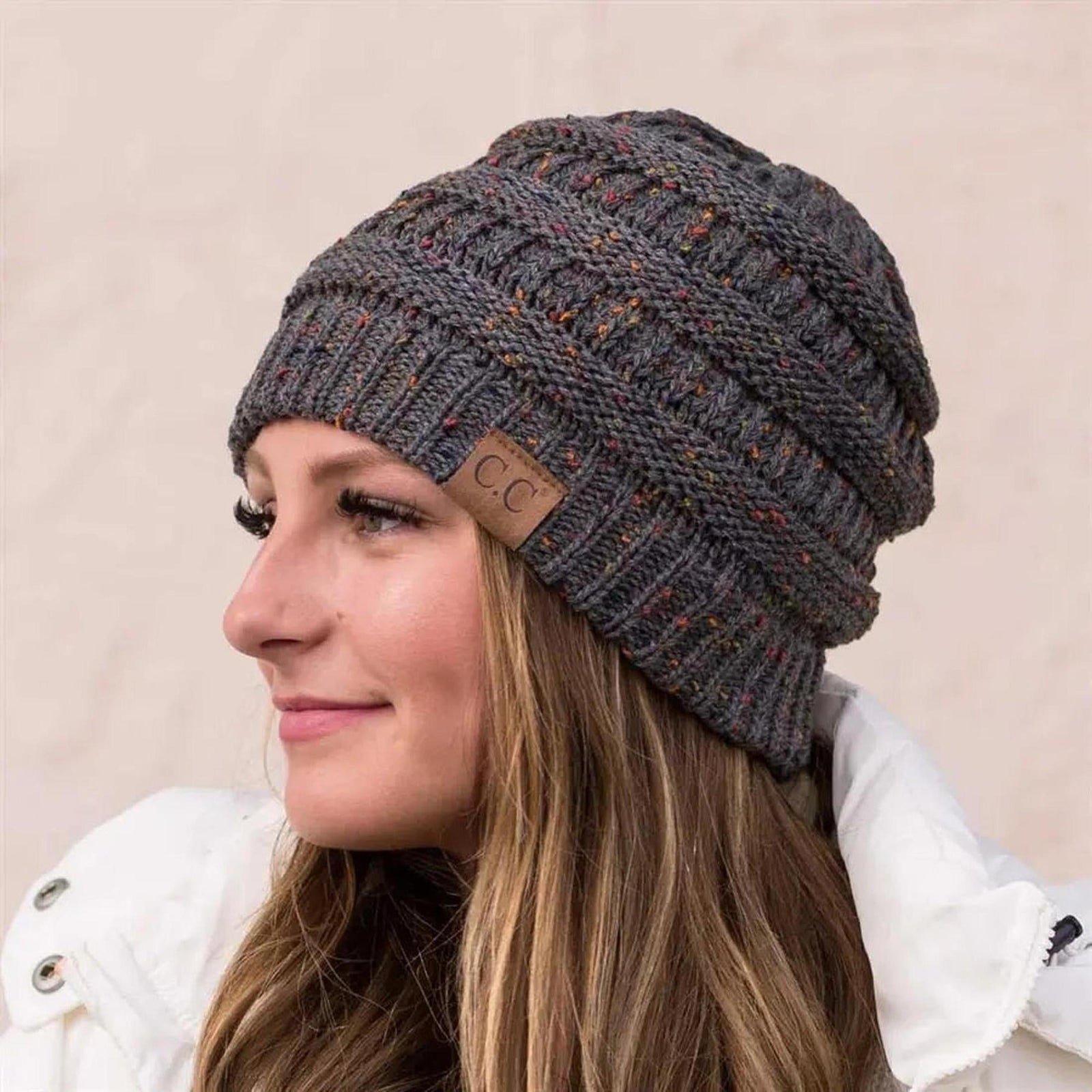 C.C® Cozy Confetti Knit Beanie - Unisex Soft Acrylic Winter Hat (One Size 20"-24") - Truly Contagious