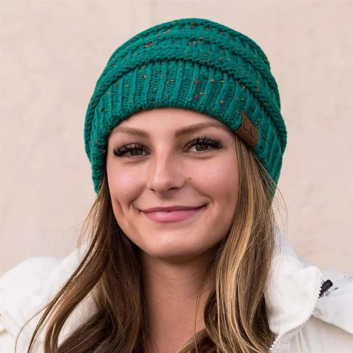 C.C® Cozy Confetti Knit Beanie - Unisex Soft Acrylic Winter Hat (One Size 20"-24") - Truly Contagious