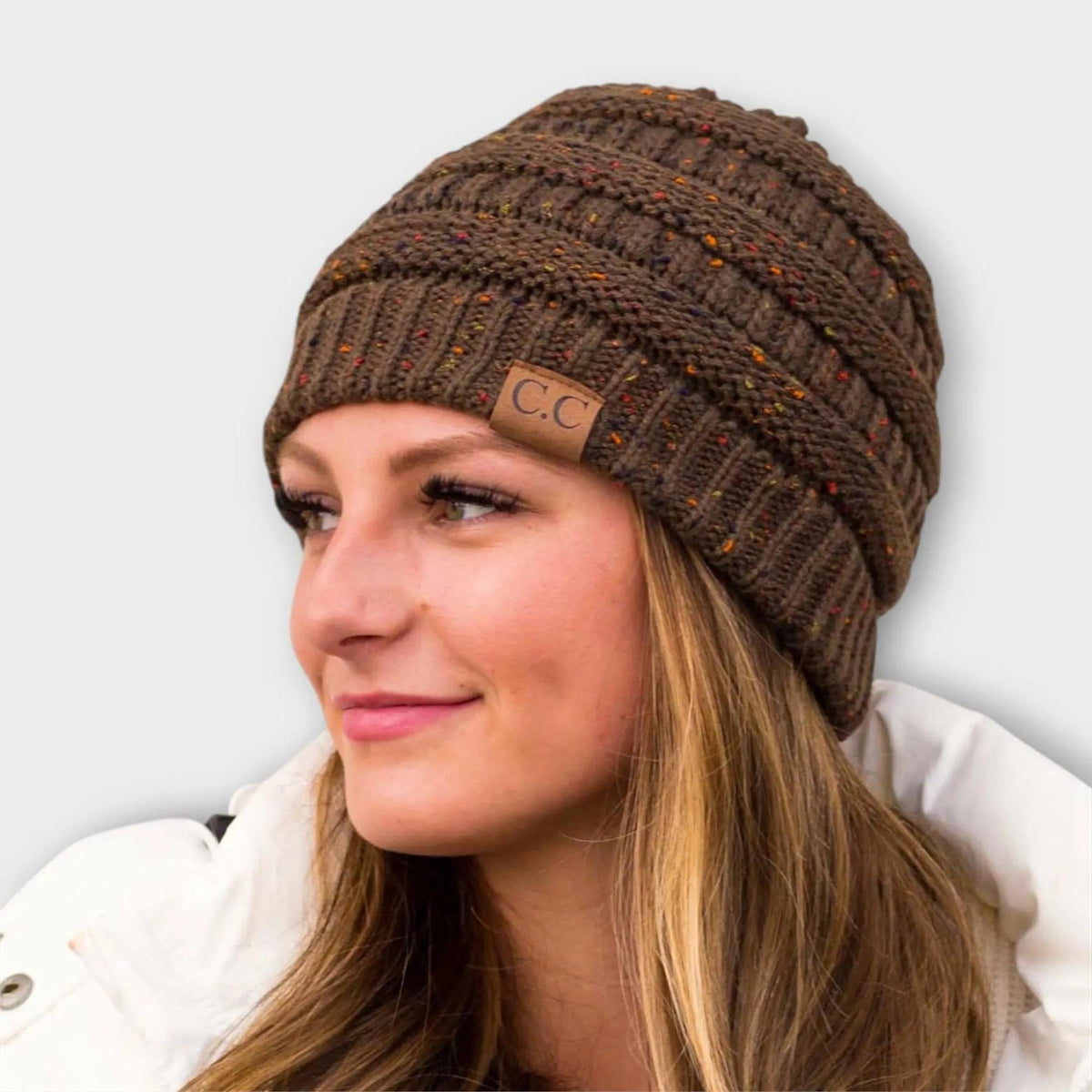 C.C® Cozy Confetti Knit Beanie - Unisex Soft Acrylic Winter Hat (One Size 20"-24") - Truly Contagious