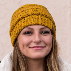 C.C® Cozy Confetti Knit Beanie – Unisex Soft Acrylic Winter Hat (One Size 20"–24") - Truly Contagious