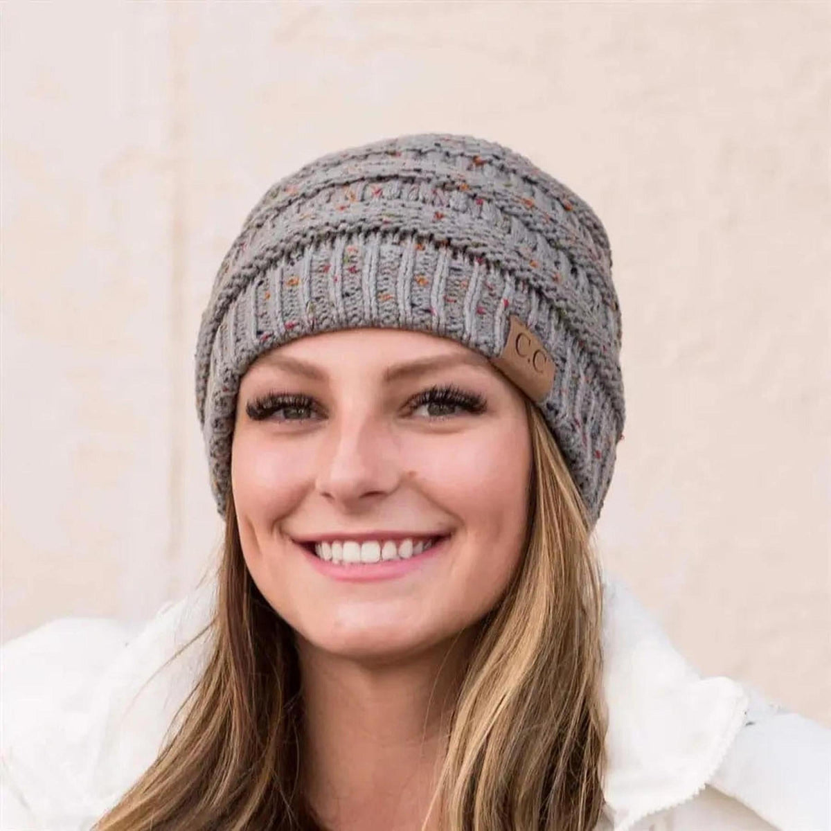 C.C® Cozy Confetti Knit Beanie - Unisex Soft Acrylic Winter Hat (One Size 20"-24") - Truly Contagious