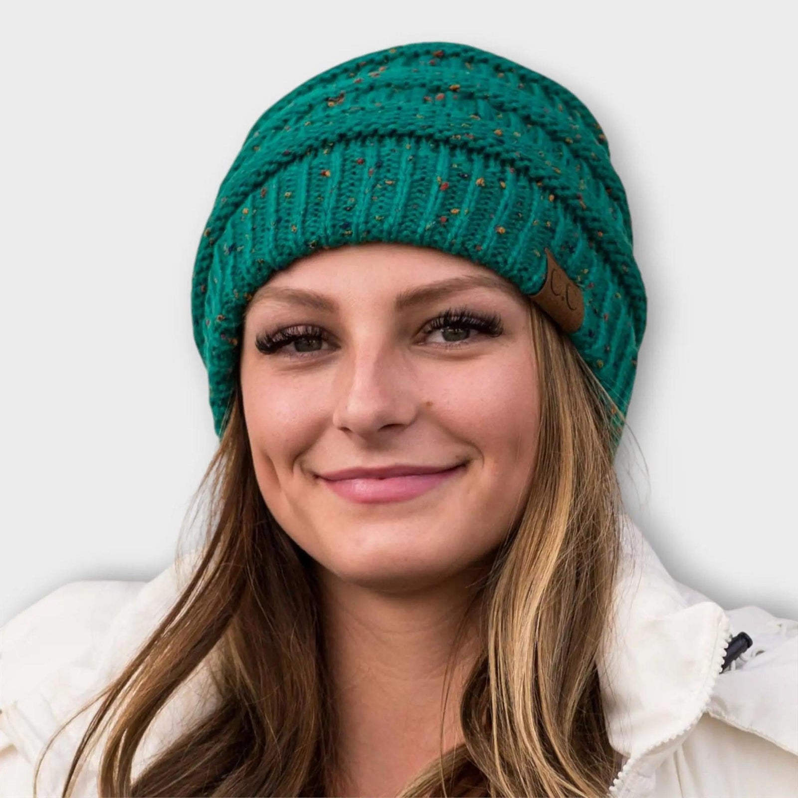 C.C® Cozy Confetti Knit Beanie - Unisex Soft Acrylic Winter Hat (One Size 20"-24") - Truly Contagious