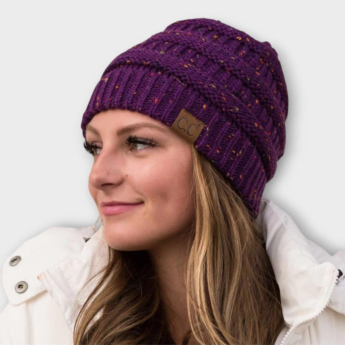 C.C® Cozy Confetti Knit Beanie - Unisex Soft Acrylic Winter Hat (One Size 20"-24") - Truly Contagious