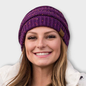 C.C® Cozy Confetti Knit Beanie – Unisex Soft Acrylic Winter Hat (One Size 20"–24") - Truly Contagious