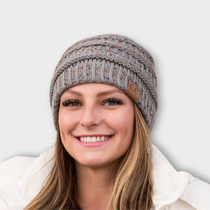 C.C® Cozy Confetti Knit Beanie – Unisex Soft Acrylic Winter Hat (One Size 20"–24") - Truly Contagious