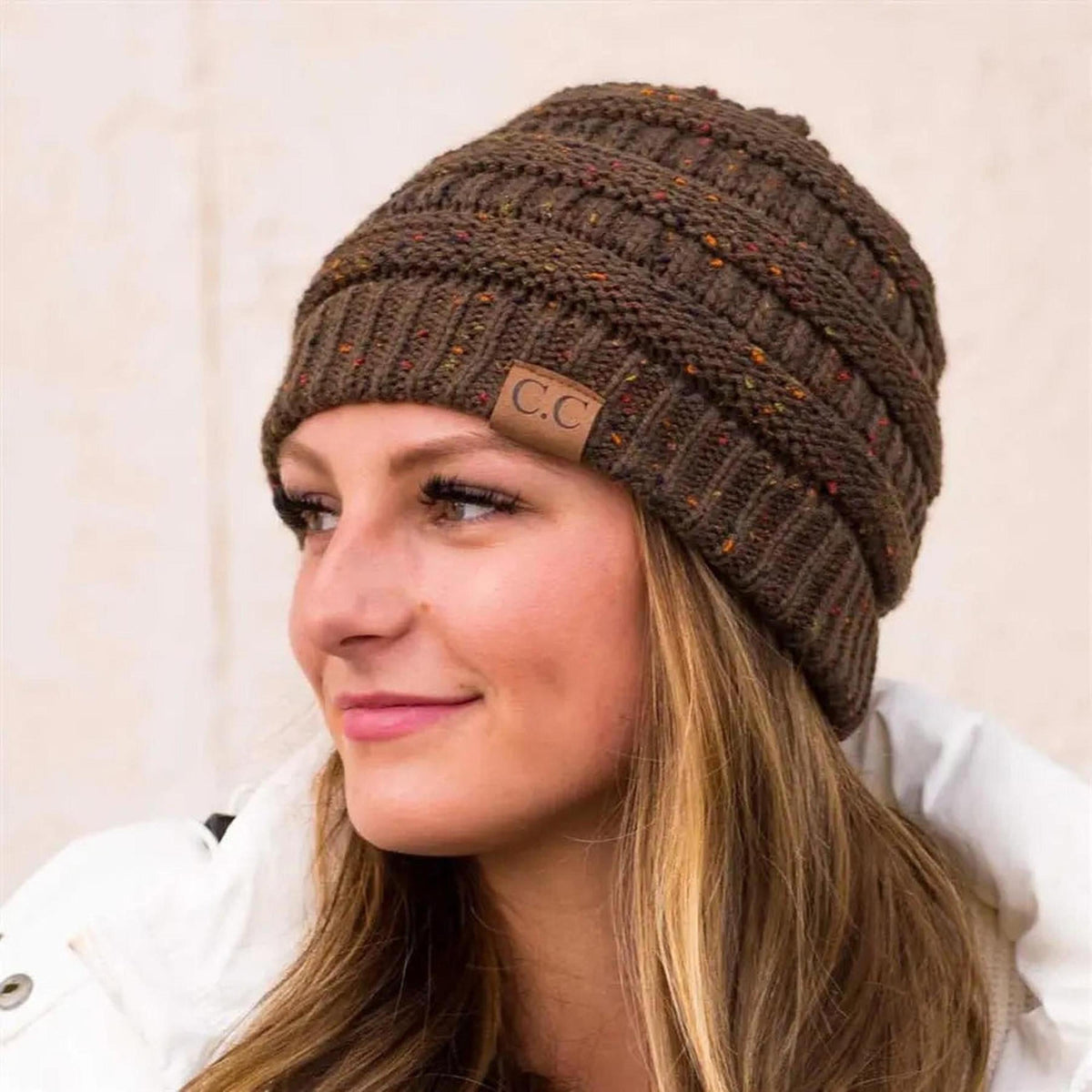 C.C® Cozy Confetti Knit Beanie - Unisex Soft Acrylic Winter Hat (One Size 20"-24") - Truly Contagious