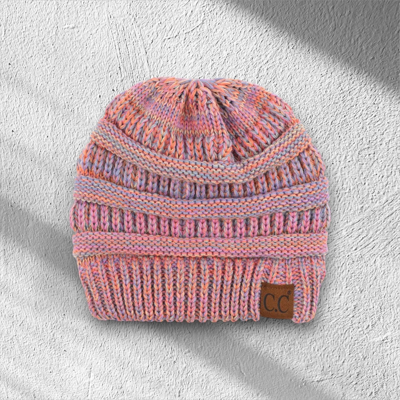 C.C® Crafted Multi - Color Beanie - Unisex Soft Acrylic Winter Hat, Crochet - Look Knit, One Size - Truly Contagious