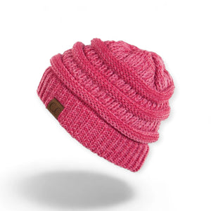C.C® Crafted Multi - Color Beanie – Unisex Soft Acrylic Winter Hat, Crochet - Look Knit, One Size - Truly Contagious