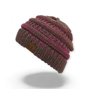 C.C® Crafted Multi - Color Beanie – Unisex Soft Acrylic Winter Hat, Crochet - Look Knit, One Size - Truly Contagious