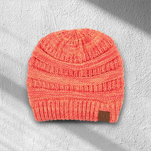 C.C® Crafted Multi - Color Beanie – Unisex Soft Acrylic Winter Hat, Crochet - Look Knit, One Size - Truly Contagious