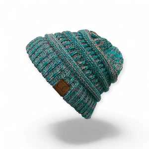 C.C® Crafted Multi - Color Beanie – Unisex Soft Acrylic Winter Hat, Crochet - Look Knit, One Size - Truly Contagious