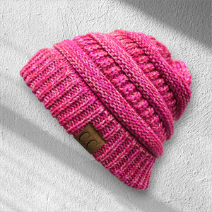 C.C® Crafted Multi - Color Beanie – Unisex Soft Acrylic Winter Hat, Crochet - Look Knit, One Size - Truly Contagious