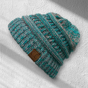 C.C® Crafted Multi - Color Beanie – Unisex Soft Acrylic Winter Hat, Crochet - Look Knit, One Size - Truly Contagious