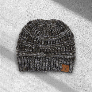 C.C® Crafted Multi - Color Beanie – Unisex Soft Acrylic Winter Hat, Crochet - Look Knit, One Size - Truly Contagious