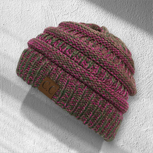 C.C® Crafted Multi - Color Beanie – Unisex Soft Acrylic Winter Hat, Crochet - Look Knit, One Size - Truly Contagious