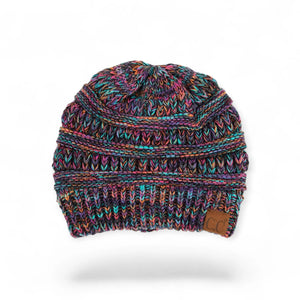 C.C® Crafted Multi - Color Beanie – Unisex Soft Acrylic Winter Hat, Crochet - Look Knit, One Size - Truly Contagious