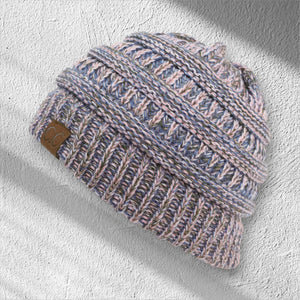 C.C® Crafted Multi - Color Beanie – Unisex Soft Acrylic Winter Hat, Crochet - Look Knit, One Size - Truly Contagious