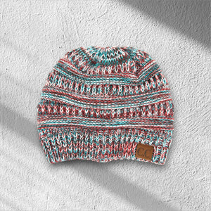 C.C® Crafted Multi - Color Beanie – Unisex Soft Acrylic Winter Hat, Crochet - Look Knit, One Size - Truly Contagious
