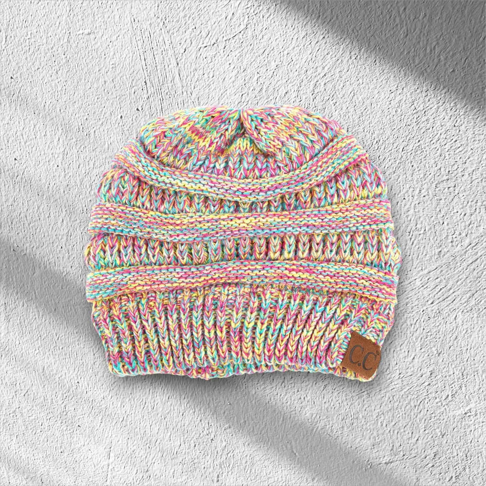 C.C® Crafted Multi - Color Beanie - Unisex Soft Acrylic Winter Hat, Crochet - Look Knit, One Size - Truly Contagious
