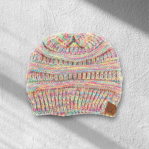 C.C® Crafted Multi - Color Beanie – Unisex Soft Acrylic Winter Hat, Crochet - Look Knit, One Size - Truly Contagious