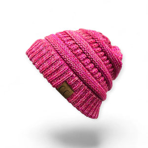 C.C® Crafted Multi - Color Beanie – Unisex Soft Acrylic Winter Hat, Crochet - Look Knit, One Size - Truly Contagious