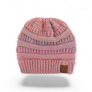 C.C® Crafted Multi - Color Beanie – Unisex Soft Acrylic Winter Hat, Crochet - Look Knit, One Size - Truly Contagious