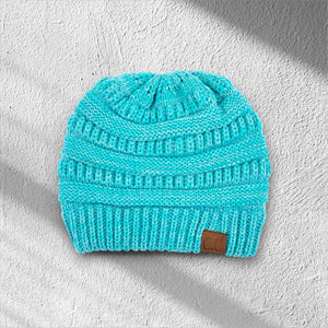 C.C® Crafted Multi - Color Beanie – Unisex Soft Acrylic Winter Hat, Crochet - Look Knit, One Size - Truly Contagious