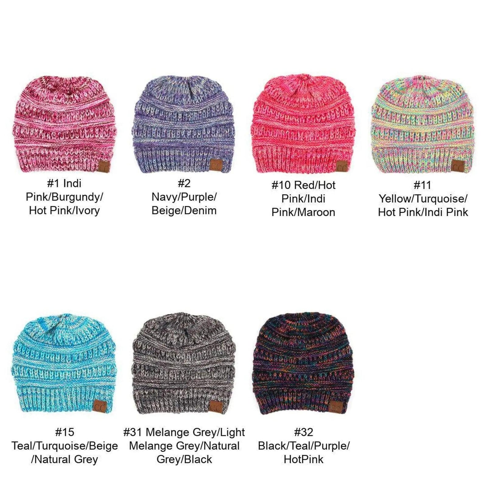 CC Crafted Multi - Toned Bun Kids Youth to Adult Beanies Hats - Truly Contagious