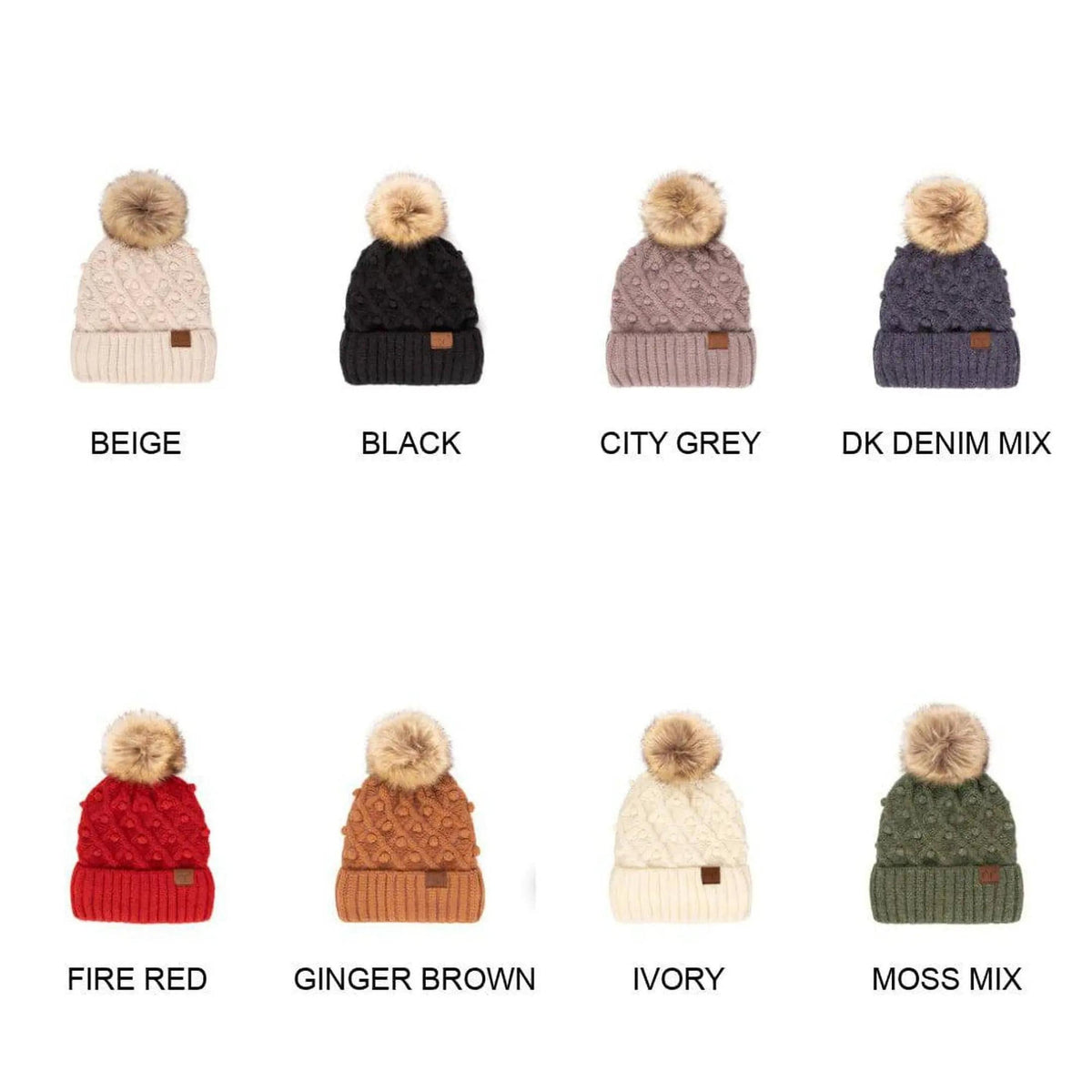 CC Crafted Pom Kids Youth to Adult Beanies Hats - Truly Contagious